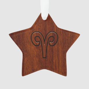 Ornamento Aries Zodíaco Símbolo Brown Mahogany como impressã