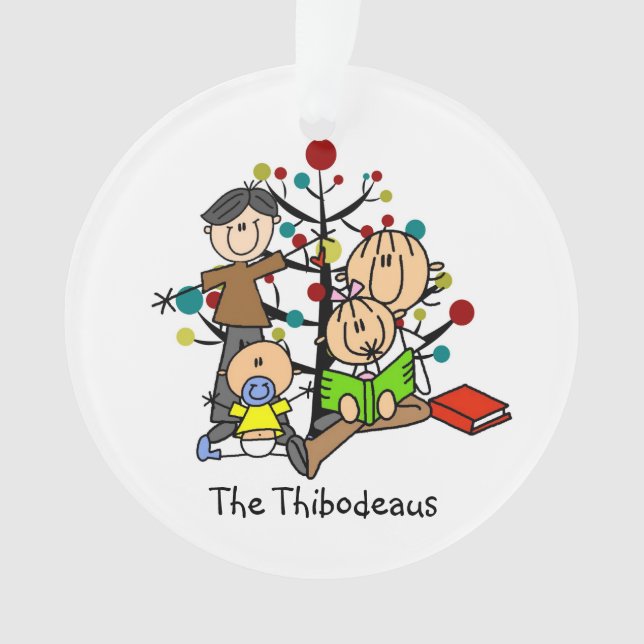 Ornamento Arnaço acrílico da família Stick Figure (Frente)