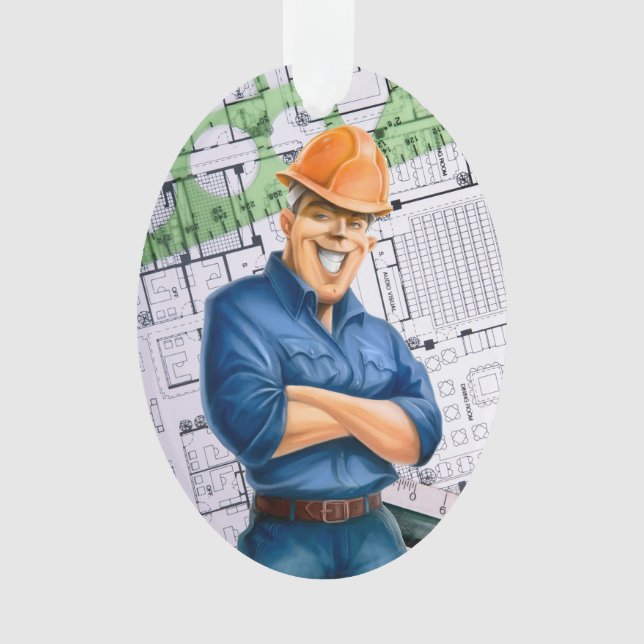 Ornamento Arquiteto/Contratante/Trabalhador de Construção... (Frente)