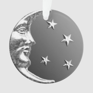 Ornamento Art Deco Moon and Stars - Cinzas / Cinzas e Prata