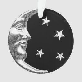 Ornamento Art Deco Moon and Stars - Preto e Prata