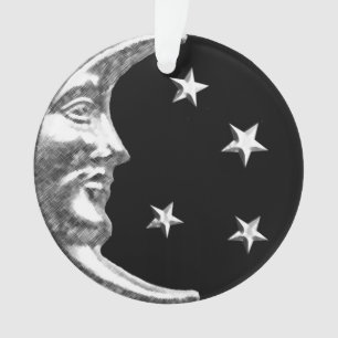 Ornamento Art Deco Moon and Stars - Preto e Prata