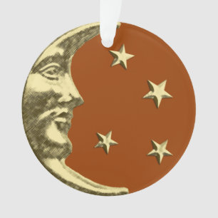 Ornamento Art Deco Moon and Stars - Rua Marrom e Dourada