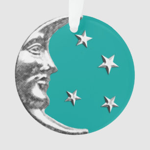Ornamento Art Deco Moon e Stars - Turquesa e Prata