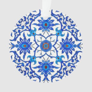 Ornamento Art Nouveau Azulejo Chinês - Cobalto Azul e Branco