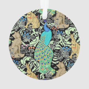 Ornamento Art Nouveau Peacock Impressão, Turquesa e Neutros