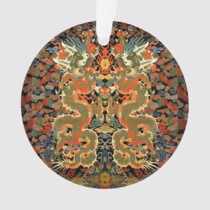 Ornamento Arte Asiática de Impressão Têxtil de Dragão Chinês