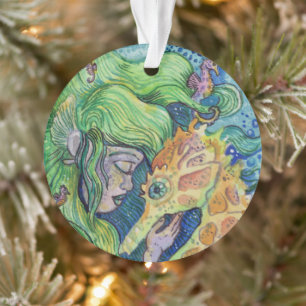 Ornamento Arte de aquarelas do mar Whisperer Sereia