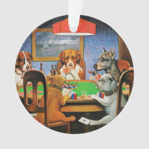 Ornamento Arte do Jogo de Poker de Cachorro Vintage Coolidge