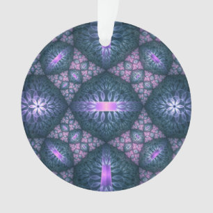 Ornamento Arte fractal 3D abstrato padrão azul roxo rosa