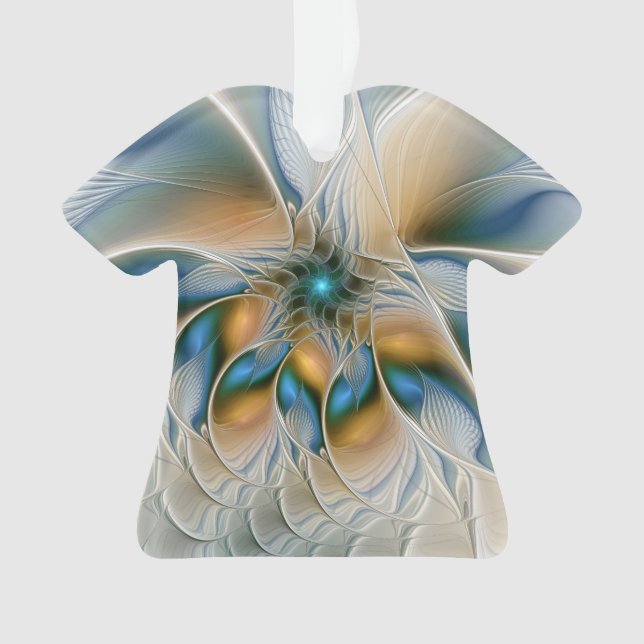 Ornamento Arte Fractal, Abstrato Fantasia, Com Azul (Frente)