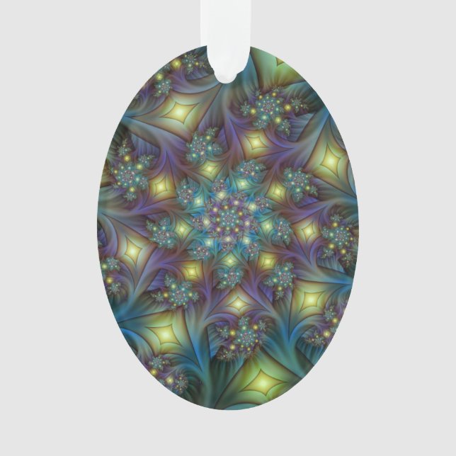 Ornamento Arte Fractal Roxa Roxa Abstrato brilhante iluminad (Frente)