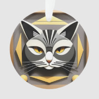Arte Geométrica de um Gato Estilizado Design Abstr