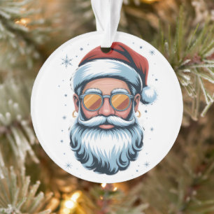 Ornamento Arte vetorial do Papai Noel moderno com óculos de