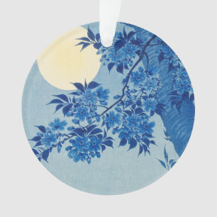 Ornamento Árvore Azul ao Luar: Noite de Flor de Cerejeira Ja