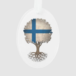 Ornamento Árvore da bandeira de vida finlandesa customizável
