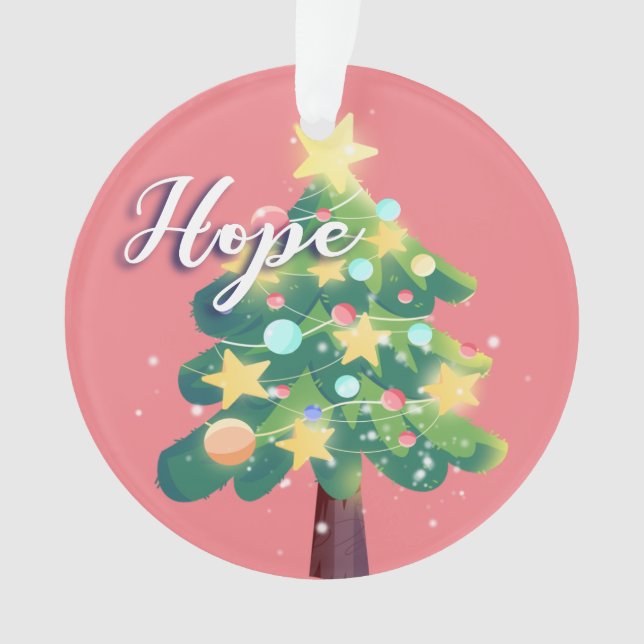 Ornamento Árvore de Natal da Hope & Love Carton, rosa (Frente)
