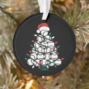 Ornamento Árvore de Natal de Beisebol Papai Noel Esportes