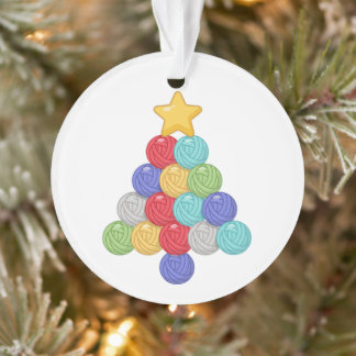Ornamento Árvore de Natal de Bola de Fio Amante de Tricô e C