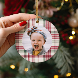 Ornamento Árvore de Natal de Fotografia de Xadrez Personaliz