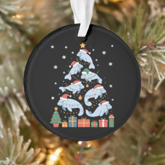 Ornamento Árvore de Natal do Peixe-Boi Chapéu do Papai Noel
