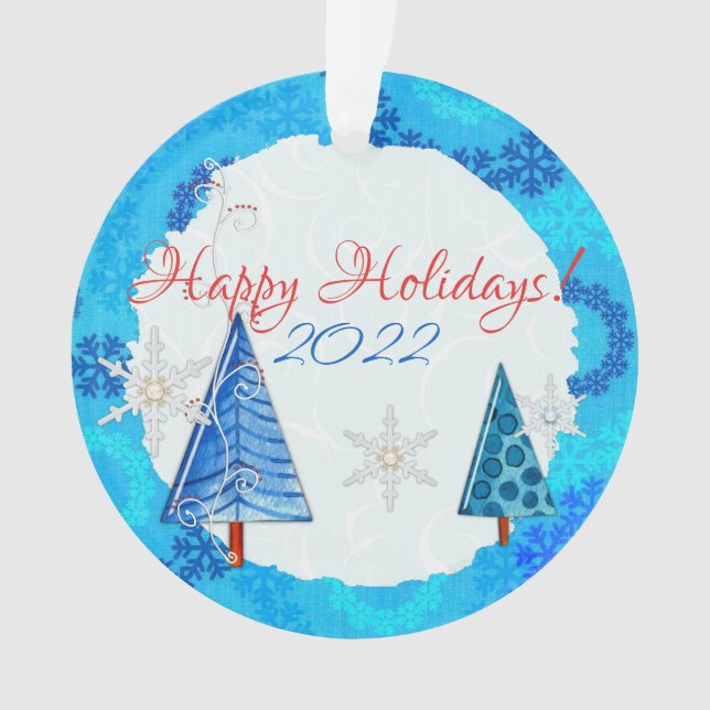 Ornamento Árvore de Natal e Floco de Neve (Frente)