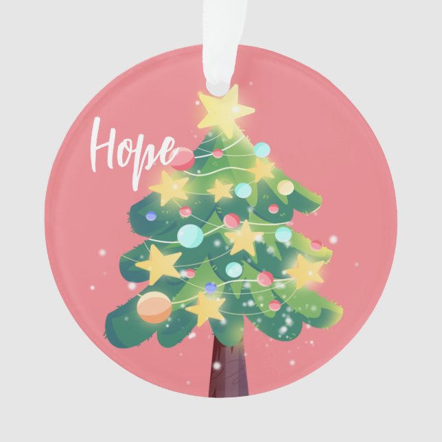 Ornamento Árvore de Natal Esperança e Desejo Rosa (Frente)