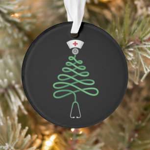 Ornamento Árvore de Natal Estetoscópio Enfermeira Roupa de T