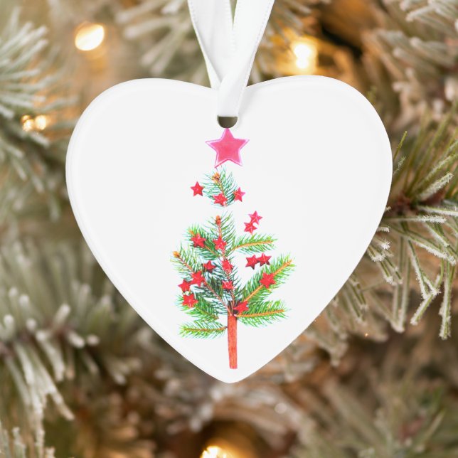 Ornamento Árvore de Natal - Estrelas Vermelhas e canela ( Christmas Tree Red Stars and a cinnamon stick for Christmas Ornaments)