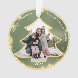 Ornamento Árvore de Natal Foto Personalizada de Dois Lados