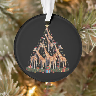 Ornamento Árvore de Natal Girafa Papai Noel Fazenda de Vida