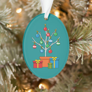 Ornamento Árvore de Natal Mínima com Presentes