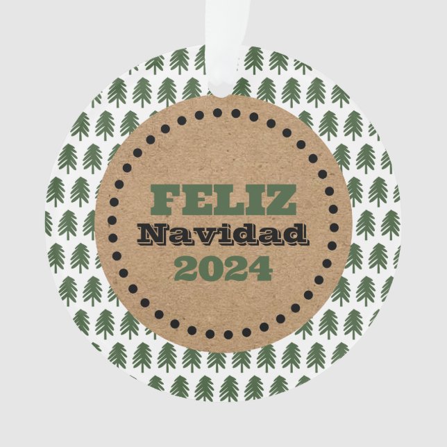 Ornamento Árvore de Natal Moderno Feliz Navidad (Frente)