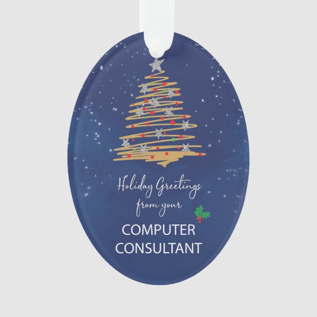 Ornamento Árvore de Natal Personalizada do Consultor de Info (Frente)