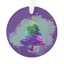 Árvore de Natal Pinheiro Colorida Aquarela Moderna