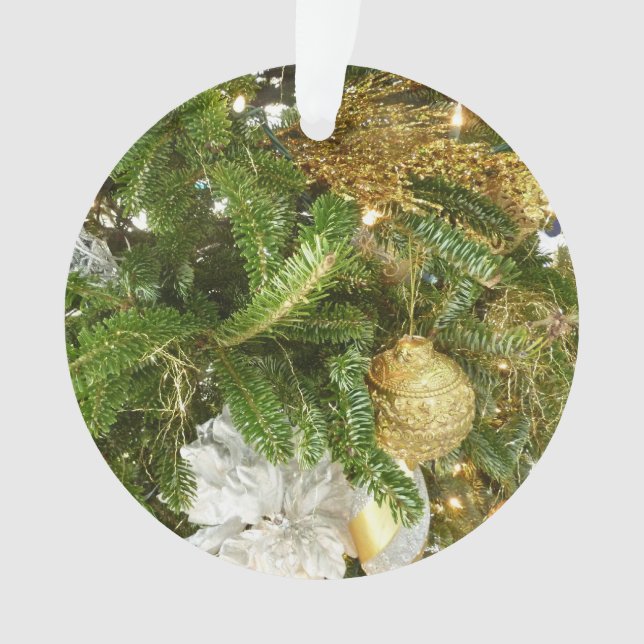 Ornamento Árvore de Natal Prata e Dourada I Feriado (Frente)