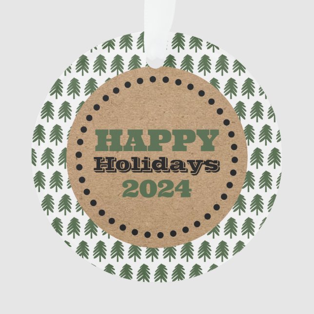 Ornamento Árvore de Natal Verde e Branca Moderna (Frente)