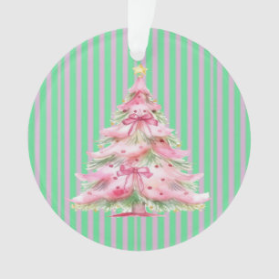 Ornamento Árvore de Natal Verde Rosa Doce Personalizada