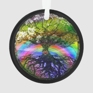 Ornamento Árvore de vida com coração do arco-íris