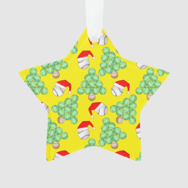Ornamento Árvore Natal Baseball Santa Hats (Frente)