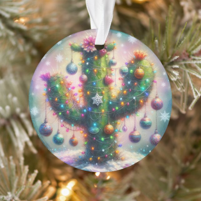 Ornamento Árvore Natal Saguaro Cactus Cheia Rosa (Árvore)