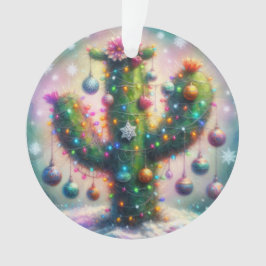 Ornamento Árvore Natal Saguaro Cactus Cheia Rosa