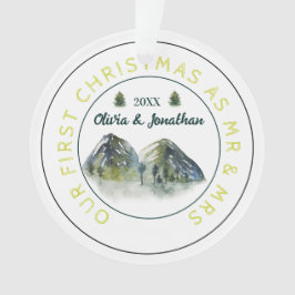 Ornamento Árvore Rustic Mountain Primeiro Natal Como Sr. & S