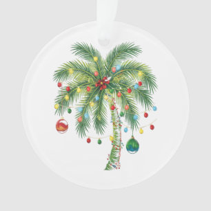 Ornamento Árvore tropical de palma de Natal com luzes e orna