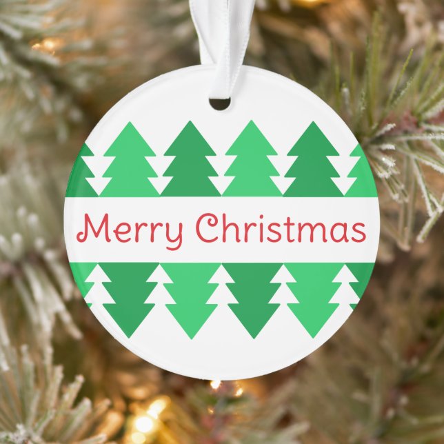 Ornamento Árvore Verde Simples Design Vermelho Natal (Árvore)