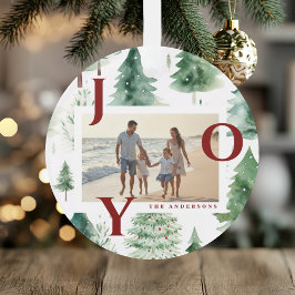 Ornamento Árvores de Natal Aquarela Vermelho Alegria Foto Fe