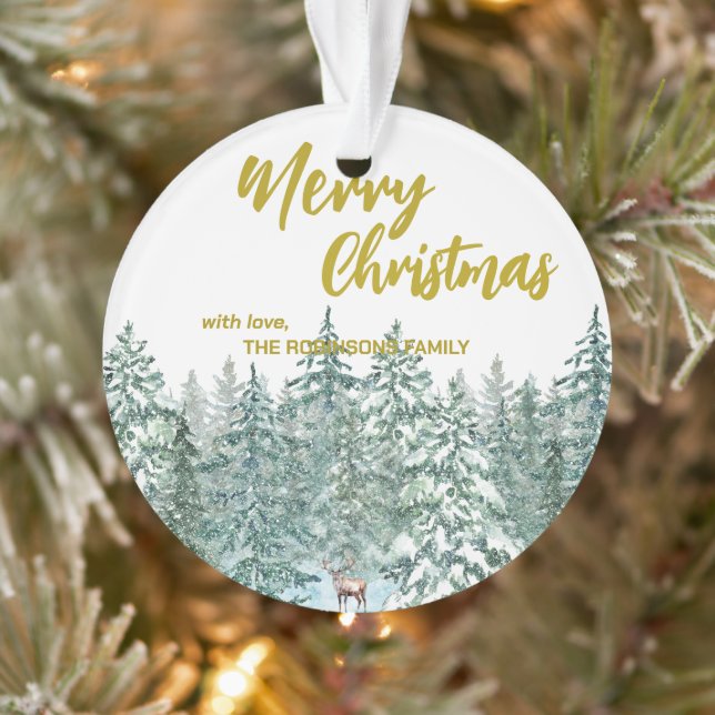 Ornamento Árvores de Natal Merry floresta Script Dourado mod (Árvore)