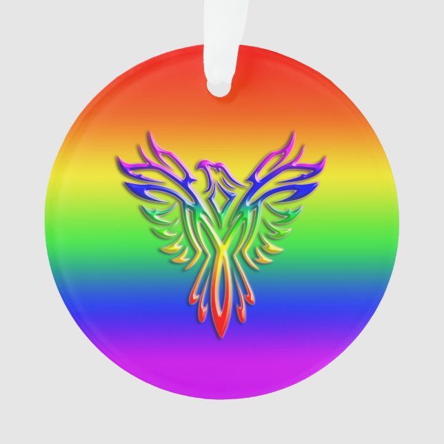Ornamento Ascensão LGBT Rainbow Pride Phoenix, efeito gravad (Frente)
