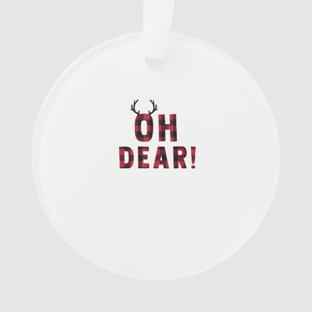 Ornamento Atitude Divertida Oh Querido Veado Xadrez Design C (Frente)