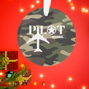 Ornamento Avião militar e piloto, Camuflagem, Minimalista